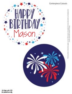4th of July Birthday 5" Centerpieces: 4th of July Party Set