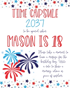 4th of July Time Capsule Sign: 4th of July Party Set