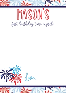 4th of July Time Capsule Notes: 4th of July Party Set
