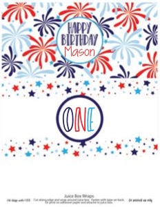 4th of July Birthday Juice Wraps: 4th of July Party Set