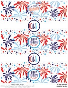 4th of July Birthday Water Wraps: 4th of July Party Set