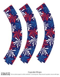 4th of July Cupcake wraps & backgrounds: Red White and Due Cupcake Set