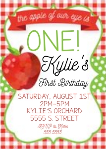 Apple Invitation Text: Apple Party Set