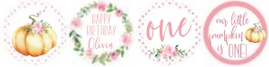 Little Pumpkin Pink Watercolor 2" circles: Little Pumpkin Birthday Pink Set