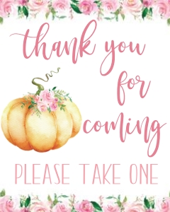 Little Pumpkin Pink Watercolor Favor Table Sign: Little Pumpkin Birthday Pink Set