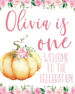 Little Pumpkin Pink Watercolor Signs 2: Little Pumpkin Birthday Pink Set
