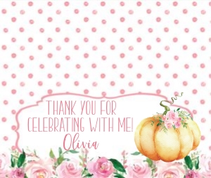 Little Pumpkin Pink Watercolor Treat Bag Topper: Little Pumpkin Birthday Pink Set