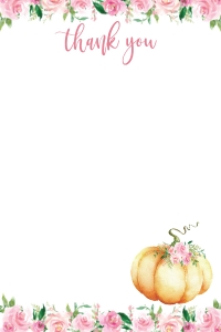 Little Pumpkin Pink Watercolor Thank You Blank: Little Pumpkin Birthday Pink Set