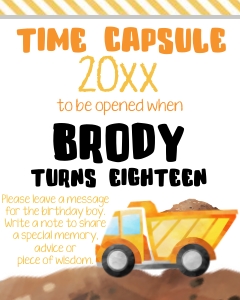 Construction Time Capsule Sign: Construction Party Set