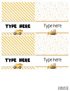 Construction Food Labels: Construction Party Set