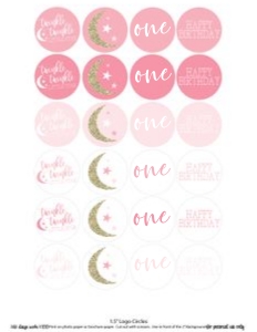 Twinkle Twinkle 1.5" Circles Birthday: Twinkle Twinkle Birthday Set