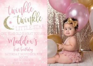 Twinkle Twinkle Photo Invitation: Twinkle Twinkle Birthday Set