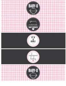 BabyQ Pink Water Label: Baby Q Pink Water Labels