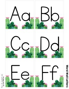 Cactus Classroom Word Wall Letters: Cactus Classroom Set