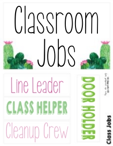 Cactus Classroom Classroom Jobs: Cactus Classroom Set