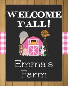 Farm Party Signs Pink: Farm Party Signs Pink
