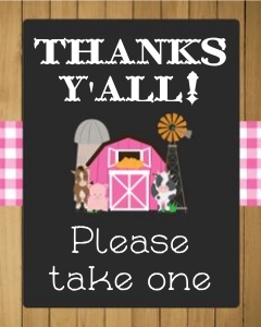 Farm Favor Table Sign Pink: Farm Party Signs Pink