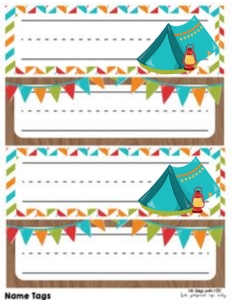Camping Classroom Name Tags: Camping Classroom Set