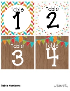 Camping Classroom Table Numbers: Camping Classroom Set