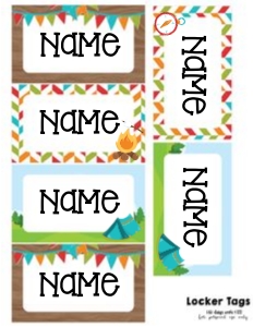 Camping Classroom Locker Name Tags: Camping Classroom Set