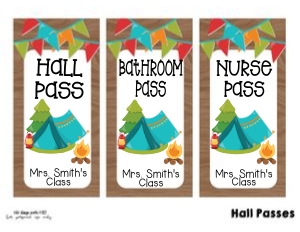 Camping Classroom Hall Passes: Camping Classroom Set