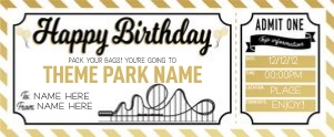 Birthday Voucher Theme Park Gold design preview