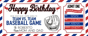 Birthday Voucher Baseball Custom Colors design preview