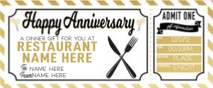 Anniversary Gold Voucher Restaurant 1 design preview