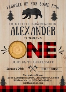 Lumberjack Firts Birthday invitation 2: Lumberjack birthday bundle