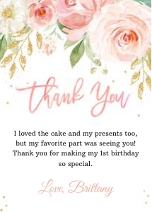 Floral Blush Thank you card: Floral Blush Party Package