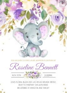 Elephant invitation - Purple: Elephant Invitation Purple