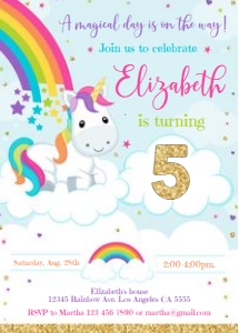 Rainbow Unicorn Invitation design preview