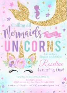 Unicorn Mermaid invitation 3: Unicorn mermaid invitation 3