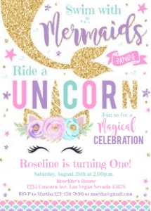 Unicorn & Mermaid invitation 6: Unicorn & mermaid invitation 6
