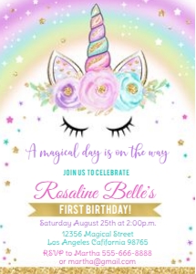 U1- Unicorn face invitation design preview