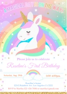 Rainbow Unicorn invitation 3: Rainbow Unicorn invitation 3