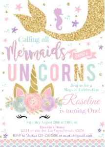 Unicorn Mermaid invitation 5: Unicorn Mermaid invitation 5