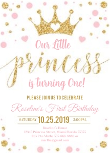 Princess Birthday invitation design preview