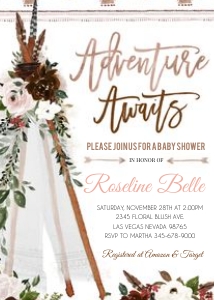 B1 - Boho Baby shower invitation design preview