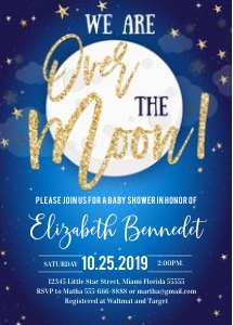 Moon & Star baby shower invitation design preview