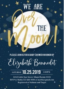 Moon and Star baby shower invitation 2 design preview