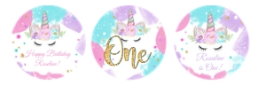 Unicorn watercolor cupcake toppers design preview