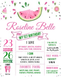 Watermelon milestone poster - Pink design preview