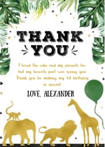 Jungle gold thank you card design preview