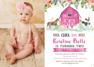 Farm birthday invitation - Girl with photo: Farm birthday invitation - girl with photo