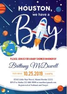 Space baby shower invitation design preview