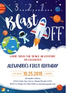 Space birthday invitation design preview