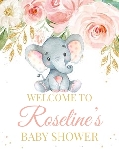 Elephant welcome sign - girl 16x20: Elephant welcome sign - girl