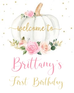 PG - Pumpkin Birthday welcome sign 8x10 design preview