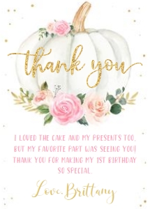 PG - Pumpkin Thank you card: PG - Pumpkin Thank you card